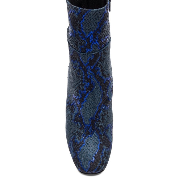 Blue Metallic Embossed Snake-Skin Booties - Picture 4 of 11